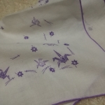 ผ้าเช็ดหน้าผ้าฝ้ายทอทบ 2 ชั้น เพ้นท์ลายนกกระดาษ