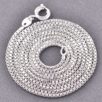 สร้อยคอลายโซ่กล่อง ทองขาว 18Kgp 60cm เส้นเล็ก แต่ยาว