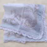 ผ้าเช็ดหน้าแบรนด์เนม NINA RICCI ขอบลูกไม้สวยหวาน