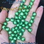 5038gn ลูกปัดอะครีลิคกลมตัดเหลี่ยมสอดใส้ลูกปัดกลมขาว ขนาด 8 มิล. สีเขียว (10 กรัม/40 ชิ้น)