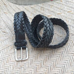 เข็มขัดหนังแท้สานขัดสีดำ Made in ENGLAND