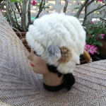 หมวกเฟอร์กระต่ายแท้สีขาว สวยน่ารักมาก อุ่นสุดๆ