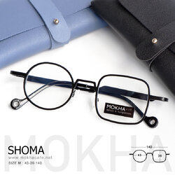 SHOMA - black กรอบโลหะ แว่นทรงกลม ทรงเหลี่ยม กว้าง 140 มม.(sizeM) H39 กรอบแว่น วิโรจน์ ก้าวไกล