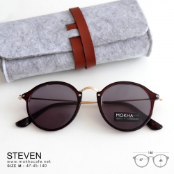 [pre-order] แว่นกันแดด STEVEN - brown ทรงกลม ขาโลหะ 140 mm. (sizeM)