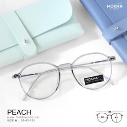 PEACH - clear grey กรอบแว่นตา ทรงกลม หยดน้ำTR90 ขาโลหะ กว้าง 135 มม.(sizeM) H45