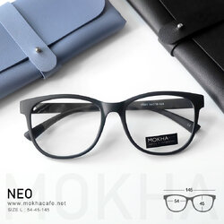 NEO - matte black แว่นตาทรงเหลี่ยม TR90 น้ำหนักเบา กว้าง 145 มม. (sizeL) H45