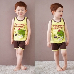 ชุดเสื้อกล้าม+กางเกงขาสั้นเด็ก ลายไดโนเสาร์ size 130