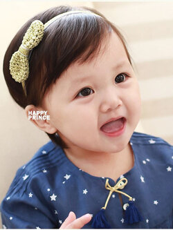 โบว์คาดผมทารก 0-2 ปี ผ้าคาดผมโบว์ผูกคุณหนู สีทอง ได้ลุคไฮโซ น่ารัก