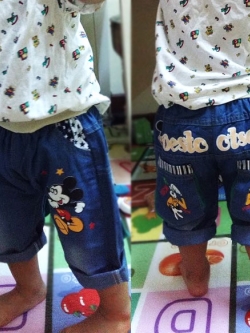 กางเกงยีนส์เด็ก ขา 4 ส่วน Mickey ใส่สบาย วัย 1-4 ปี