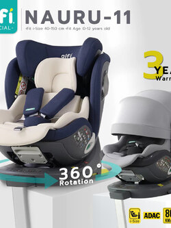 Alfi (อัลฟิ) คาร์ซีท รุ่น Nauru-11 หมุนได้ 360 องศา พร้อมผ้าชนิดพิเศษ กันไรฝุ่น / Bacteria สูงสุด 99.99% (สำหรับเด็ก 0-12ปี)