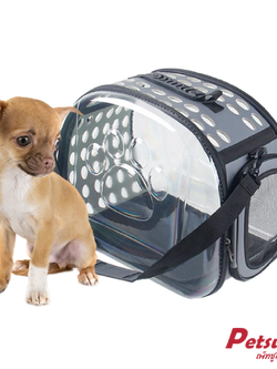 กระเป๋าสัตว์เลี้ยงสะพายข้าง Petsuka แบบโปร่งใส สีเทา ขนาด S