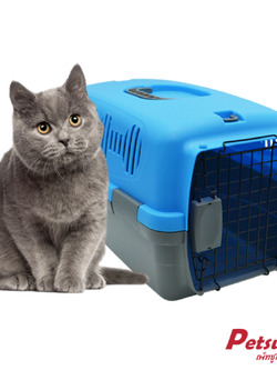 กล่องใส่สัตว์เลี้ยง Petsuka Pet Cage กรงหิ้วสำหรับเดินทาง สีฟ้า