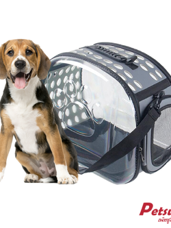 กระเป๋าสัตว์เลี้ยงสะพายข้าง Petsuka แบบโปร่งใส สีเทา ขนาด M