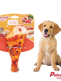 ตุ๊กตาน่องไก่นุ่มนิ่ม Petsuka ของเล่นสัตว์เลี้ยง มีเสียง