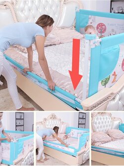 ที่กั้นเตียง กันเด็กตกเตียง ที่กันเตียงนอน Baby Bed Protection ปรับขึ้น-ลงแนวดิ่ง ติดตั้งง่าย แข็งแรงทนทาน 5 ฟุต, 6 ฟุต