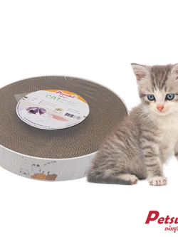 ที่ลับเล็บแมว Petsuka ทรงกลม ลายแมวการ์ตูน สีขาว