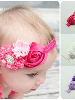 ผ้าคาดผมเด็กอ่อน เจ้าหญิงแสนน่ารัก งานระดับพรีเมี่ยม ดอกไม้ผ้าประดับเพชรสวยหรู