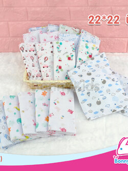 (634) ผ้าอ้อมเด็ก ผ้าสาลู TC ขอบเย็บ 22x22 นิ้ว (แพ็คยกโหล 12 ผืน)