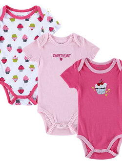 ชุดบอดี้สูทเด็กหญิง แขนสั้น วัย 0-3/3-6/6-9/9-12/12-18 เดือน คละลาย