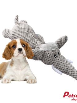 ตุ๊กตาช้างน้อยสีเทา Petsuka ของเล่นขัดฟันสัตว์เลี้ยง มีเสียง