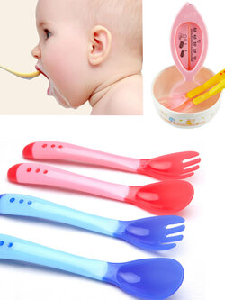 ช้อนส้อมเด็ก ช้อนกินข้าวลูก ช้อนเด็กหัดกิน เปลี่ยนสีตามอุณหภูมิอาหาร NanaBaby
