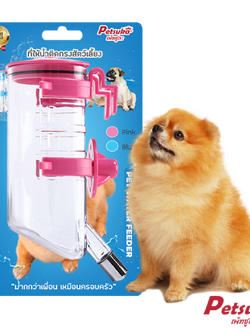 ที่ให้น้ำสัตว์เลี้ยงติดกรง Petsuka ขนาด 350ml สีชมพู