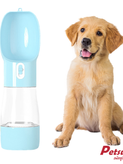 ขวดให้น้ำและอาหารสัตว์เลี้ยง Petsuka สำหรับสุนัขและแมว แบบพกพา 2in1 สีฟ้า