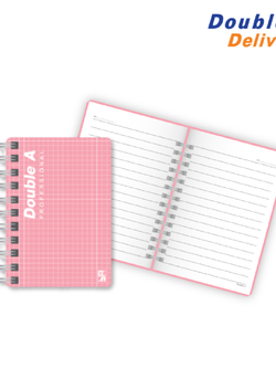 สมุดสันห่วงปกพลาสติก Professional ขนาด A6 เนื้อในพิมพ์เส้นบรรทัด 70 แกรม 100 แผ่น ปกสีชมพู