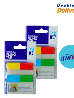 อินเด็กซ์คั่นหน้า Double A สีปลายแถบ 4 สี ขนาด 38×25 mm. สีละ 20 แผ่น แพ็คคู่