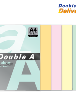 กระดาษการ์ดสี Double A 180 แกรม แพ็ค 50 แผ่น คละ 5 สี พาสเทล (สีฟ้า, ส้ม, ชมพู, เหลือง, เขียว)