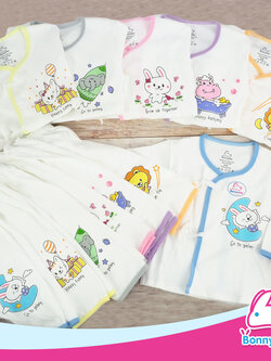 (8254) ชุดเด็กแรกเกิดแบบผูกหน้า ผ้าหนาอย่างดี