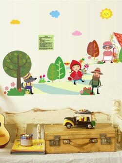 สติ๊กเกอร์แต่งห้อง DIY รูปหนูน้อยหมวกแดง ลอกออกแล้วติดซ้ำได้