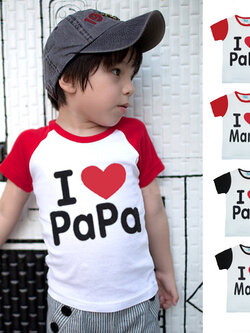 เสื้อยืดเด็ก 0-3 ปี แขนสั้น I Love Papa & I Love Mama ขนาด 80/90/95/100/110