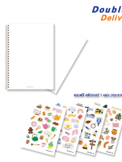 สมุดสันห่วง A5 75 แกรม 60 แผ่น หน้าปกสีขาว เนื้อในไม่มีเส้น พร้อม Sticker