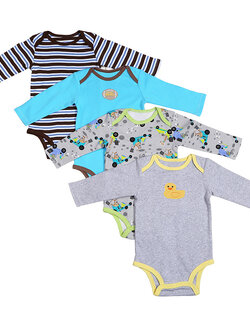 ชุดบอดี้สูทเด็กชาย แขนยาว วัย 6-9/9-12/18-24 เดือน คละลาย