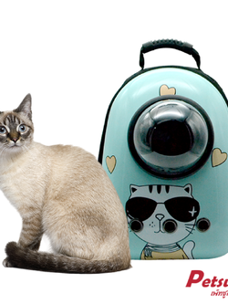 กระเป๋าสะพายสัตว์เลี้ยง Petsuka แบบแคปซูลอวกาศ มีช่องมอง สีฟ้า