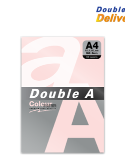 กระดาษการ์ดสี Double A 180 แกรม แพ็ค 50 แผ่น สีโอรส