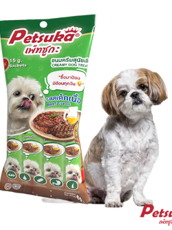 ขนมครีมสุนัขเลีย เพ็ทซูกะ รสสเต็กเนื้อ ขนาด 60 กรัม