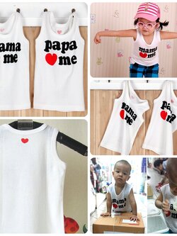 [แพคคู่] เสื้อกล้ามเด็ก 0-2 ขวบ เสื้อแขนกุดเด็ก เสื้อกล้ามเด็กผู้หญิง เสื้อกล้ามเด็กชาย เสื้อเด็กเล็ก สีขาวสกรีนลาย mama & papa <3 me