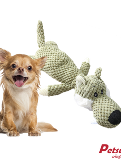 ตุ๊กตาหมาน้อยสีเขียว Petsuka ของเล่นขัดฟันสัตว์เลี้ยง มีเสียง