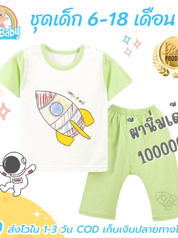 ชุดเด็กเล็ก 6-18 เดือน เสื้อแขนสั้น+กางเกงขาสามส่วน ผ้ายืดใยไผ่ นิ่มเด้ง ใส่สบายสุดๆ
