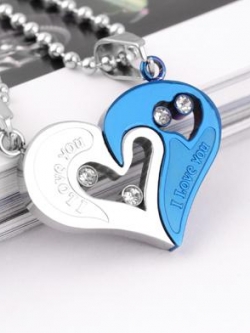 สร้อยคู่ I Love You ไททาเนี่ยมสติล (มีสีเงิน, ทอง, ฟ้า, ดำ)