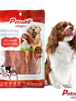 เนื้อไก่อบแห้งพรีเมี่ยม เพ็ทซูกะสำหรับสุนัข Chicken Jerky 50 กรัม