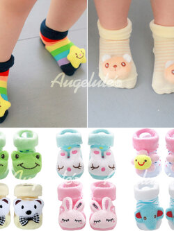 ถุงเท้าเด็กอ่อนสามมิติ มีกันลื่น สำหรับเด็กชาย/หญิง วัย 6-18 เดือน