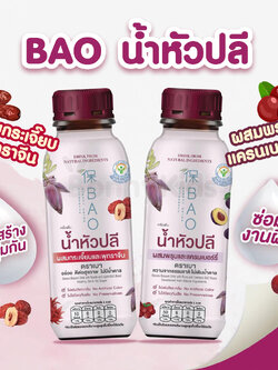 BAO (เบา) เครื่องดื่ม น้ำหัวปลีผสมพรุนและแครนเบอร์รี่ และ น้ำหัวปลีผสมกระเจี๊ยบและพุทราจีน (1 ขวด)