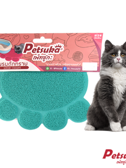 พรมดักทรายแมว Petsuka สำหรับรองกระบะทราย สีเขียวมิ้น