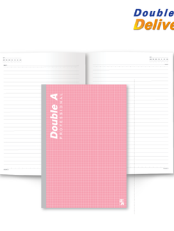 สมุดสันกาว Double A Professional ขนาด A5 70 แกรม จำนวน 40 แผ่น เนื้อในมีเส้น สีชมพู