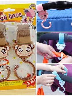 [แพคคู่] NanaBaby ตะขอแขวนรถเข็น ที่แขวนรถเข็น ตะขอรถเข็นเด็ก Stroller Hook ตะขอเกี่ยวรถเข็น ที่แขวนของรถเข็น ที่แขวนรถเข็นเด็ก การ์ตูนน่ารัก