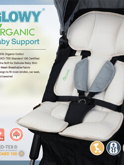 (10216) GLOWY (โกลวี่) Organic Subport เบาะเสริมเด็กเล็ก สำหรับรถเข็นและคาร์ซีท ออร์แกนิคคอตต้อน 100%