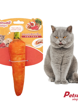 ตุ๊กตาแครอทนุ่มนิ่ม Petsuka ของเล่นสัตว์เลี้ยง มีเสียง